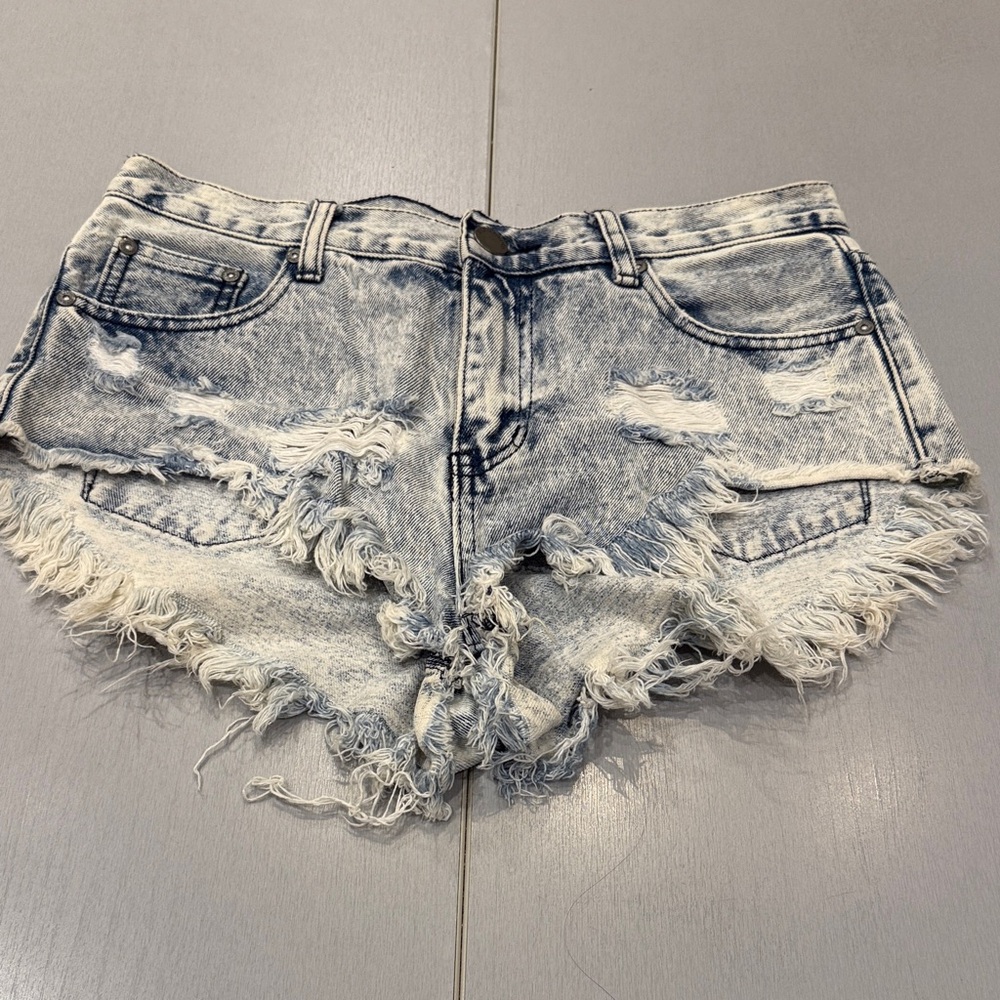 Glamorous Blue Distressed Jean Shorts